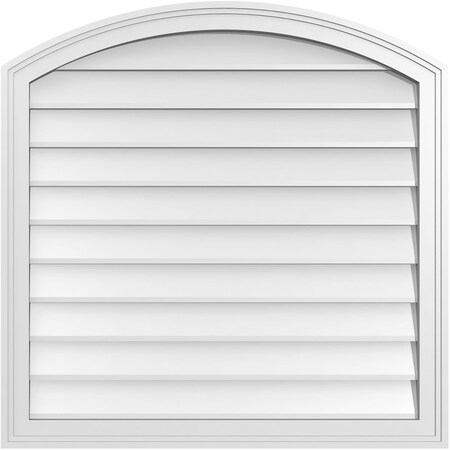 Ekena Millwork Arch Top Surface Mount PVC Gable Vent: Functional, w/ 2"W x 1-1/2"P Brickmould Frame, 32"W x 32"H GVPAR32X3202SF